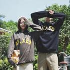 Lettering Print Couple Matching Pullover