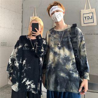 Tie-dyed Round Neck Lettering Sweatshirt