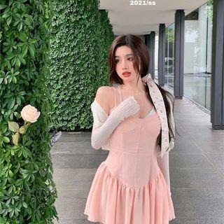 Plain Tank Top / Plain Chiffon Dress / Plain Cardigan