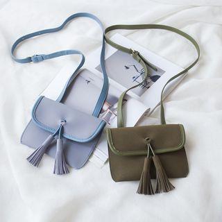 Tassel Faux Leather Mini Crossbody Bag
