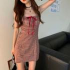 Plaid Spaghetti-strap Mini A-line Dress As Shown In Figure - One Size