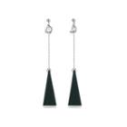 925 Sterling Silver Fashion Geometric Rriangle Tassel Long Earrings With Pearl Silver - One Size