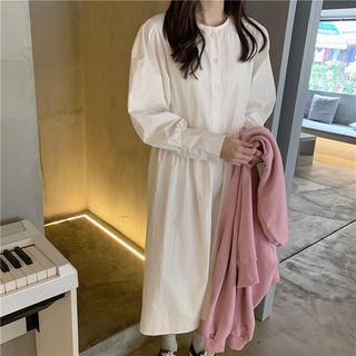Plain Long-sleeve Dress / Tweed Sleeveless Top