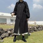Lantern-sleeve Plain Shirt Dress