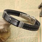 Stainless Steel Cross Faux Leather Bracelet 924 - Bracelet - One Size