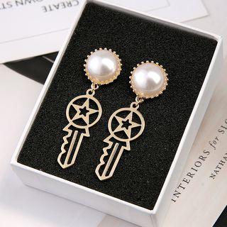 Faux Pearl Key Drop Earring As Shown In Figure - One Size