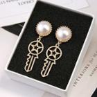 Faux Pearl Key Drop Earring As Shown In Figure - One Size