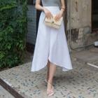 Petal-hem Linen Blend A-line Long Skirt