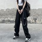 Set: Pocket Detail Wide Leg Pants + Waist Chain