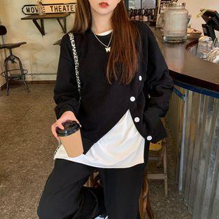 Irregular Buttoned Sweatshirt