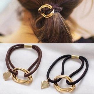 Alloy Heart & Hoop Hair Tie