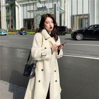 Double-breasted Furry Coat White - One Size