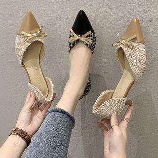 Pointed Bow Kitten Heel Dorsay Pumps