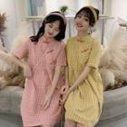 Short-sleeve Traditional Chinese Plaid A-line Dress