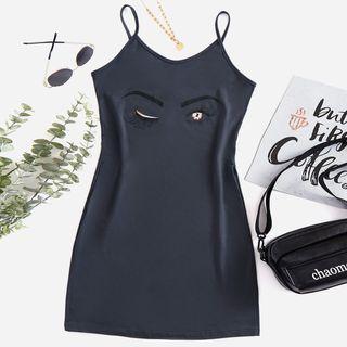 Eyes Print Mini Sheath Dress