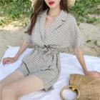 Gingham Short-sleeve Playsuit