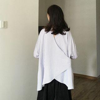 Striped Loose-fit Long Blouse