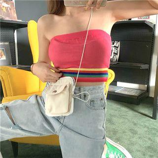 Striped Knit Cropped Top Tank Top - One Size