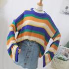 Striped Oversized Sweater As Shown In Figure - One Size