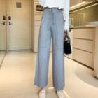 Wide-leg Knit Pants Gray - One Size