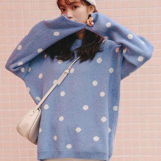 Polka Dot Long-sleeve Knit Sweater