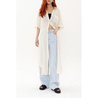 Drawstring-back Maxi Shirtdress