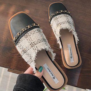 Tweed Plaid Mules