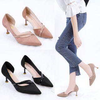 Faux Suede Half Dorsay High Heel Pumps