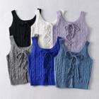 Lace-up Cable Knit Crop Tank Top