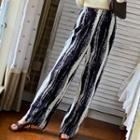 Striped Straight Leg Pants Black & White - One Size