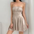 Spaghetti Strap Ruched Pleated Dress
