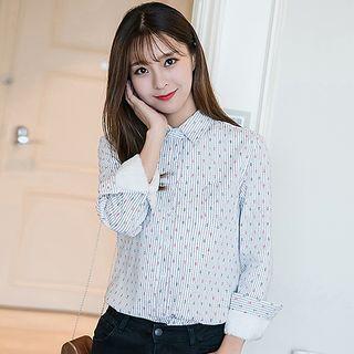 Anchor Print Fleece-lined Shirt
