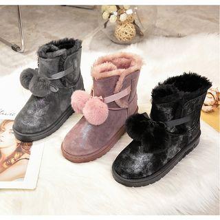 Pom Pom Snow Ankle Boots