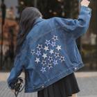 Star Embroidered Buttoned Denim Jacket