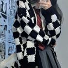 Checkerboard Cardigan Black & White - One Size