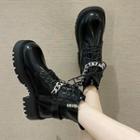 Platform Lace-up Chained Short Boots