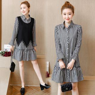 Set: Check Shirtdress + Sleeveless Top