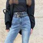 High-waist Slim-fit Jeans With Belt