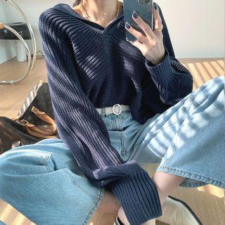 Collared Dolman-sleeve Sweater
