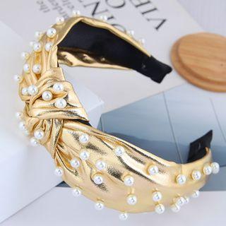 Faux Pearl Knotted Wide Headband