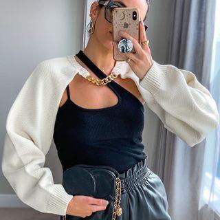 Long Sleeve Chained Knit Top