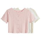 Short Sleeve Frilled Knit Top