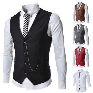 Chain Detail V-neck Vest