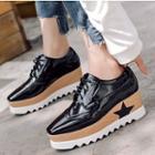 Platform Wedge-heel Lace-up Brogue Shoes