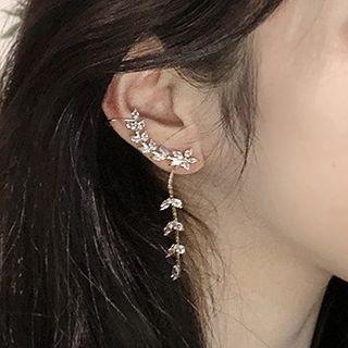 Rhinestone Drop Ear Stud 1 Pair - 925 Silver Needle - As Shown In Figure - One Size