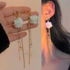 Rose Faux Pearl Fringed Earring 1 Pair - 0940a - Tassel - Rose Withe - One Size