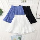 Paperbag High-waist Plain A-line Skirt