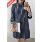 Half-placket Pinstriped Cotton Top