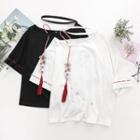 3/4-sleeve Tasseled T-shirt