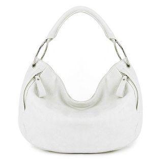 Faux-leather Hobo Bag White - One Size